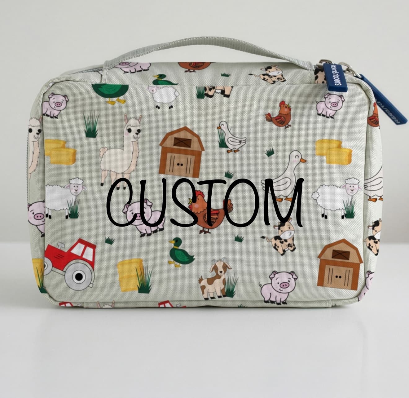 Lightweight kids wash bag / kids toiletry bag that expands into a hanging organiser, for easy access to children's toiletries and other bathroom essentials.